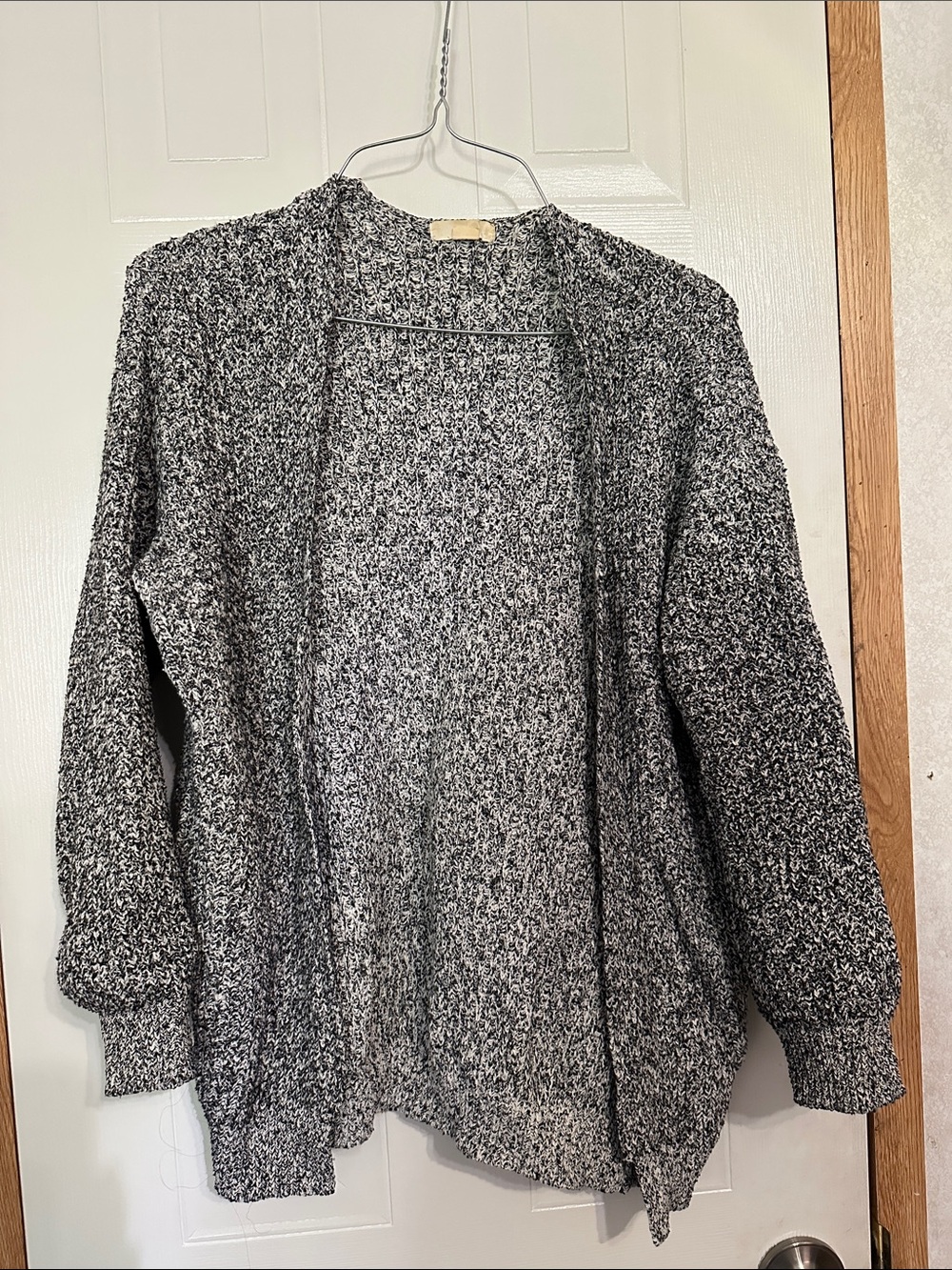 Garage Marled Open-Front Cardigan - Black & White